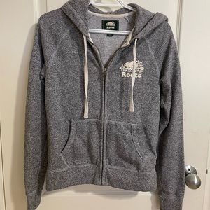 XS Roots salt and pepper full zip sweater